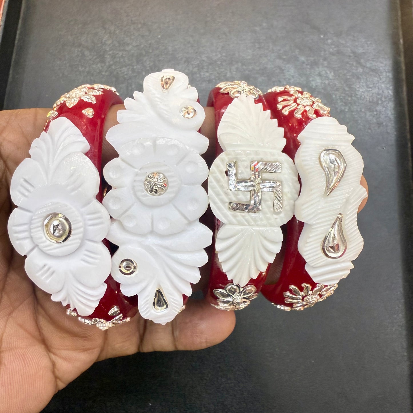925 ORIGINAL SILVER TILOTTAMA POLA SAKHA BADHANO BANGLES(RED COLOUR)FOR WOMEN 1 PIECE -(SOLD ON MRP) GET ANY DESIGN AS PER AVAILABLITY.