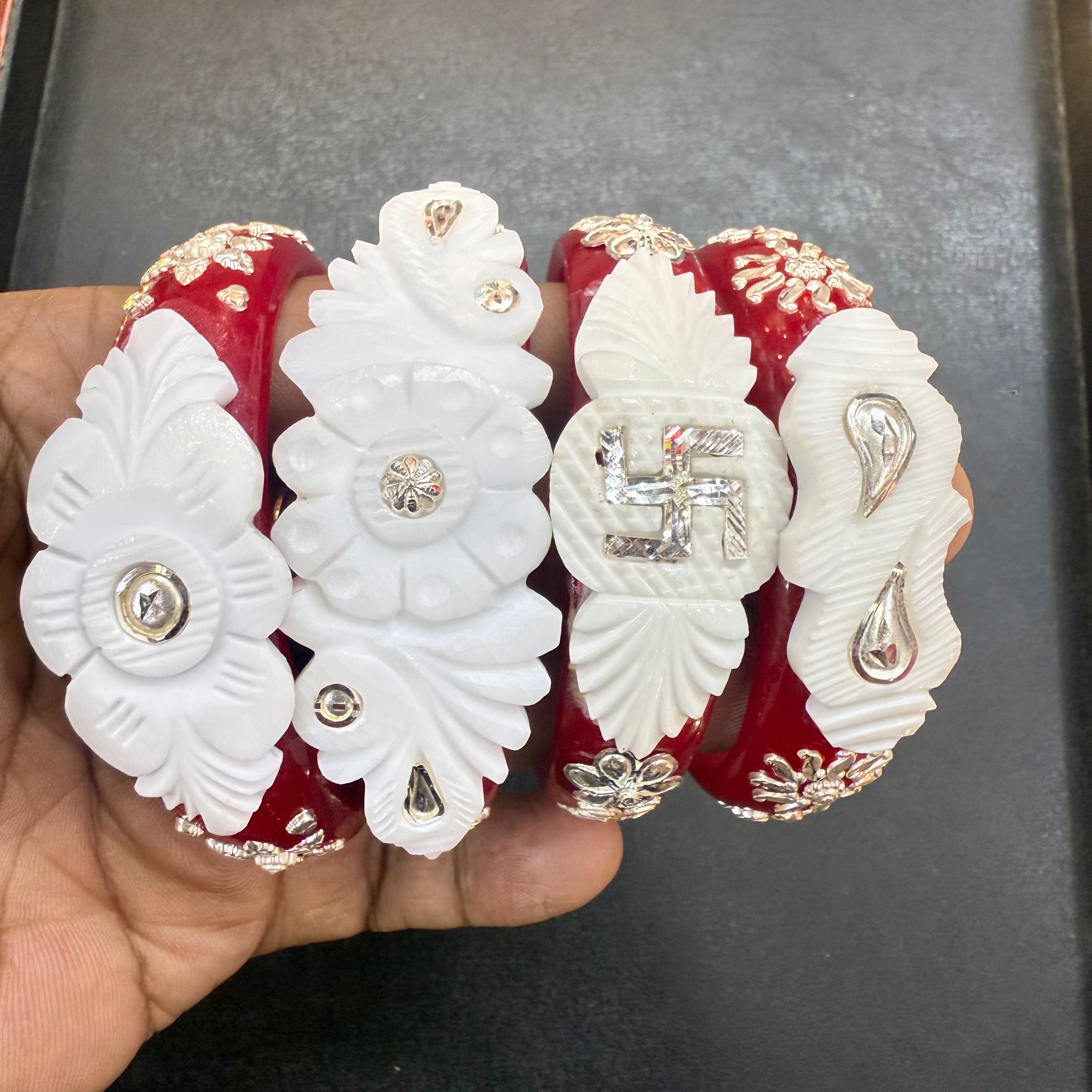 (TSP) 925 ORIGINAL SILVER TILOTTAMA POLA SAKHA BADHANO BANGLES(RED COLOUR)FOR WOMEN 1 PIECE -(SOLD ON MRP) GET ANY DESIGN AS PER AVAILABLITY.