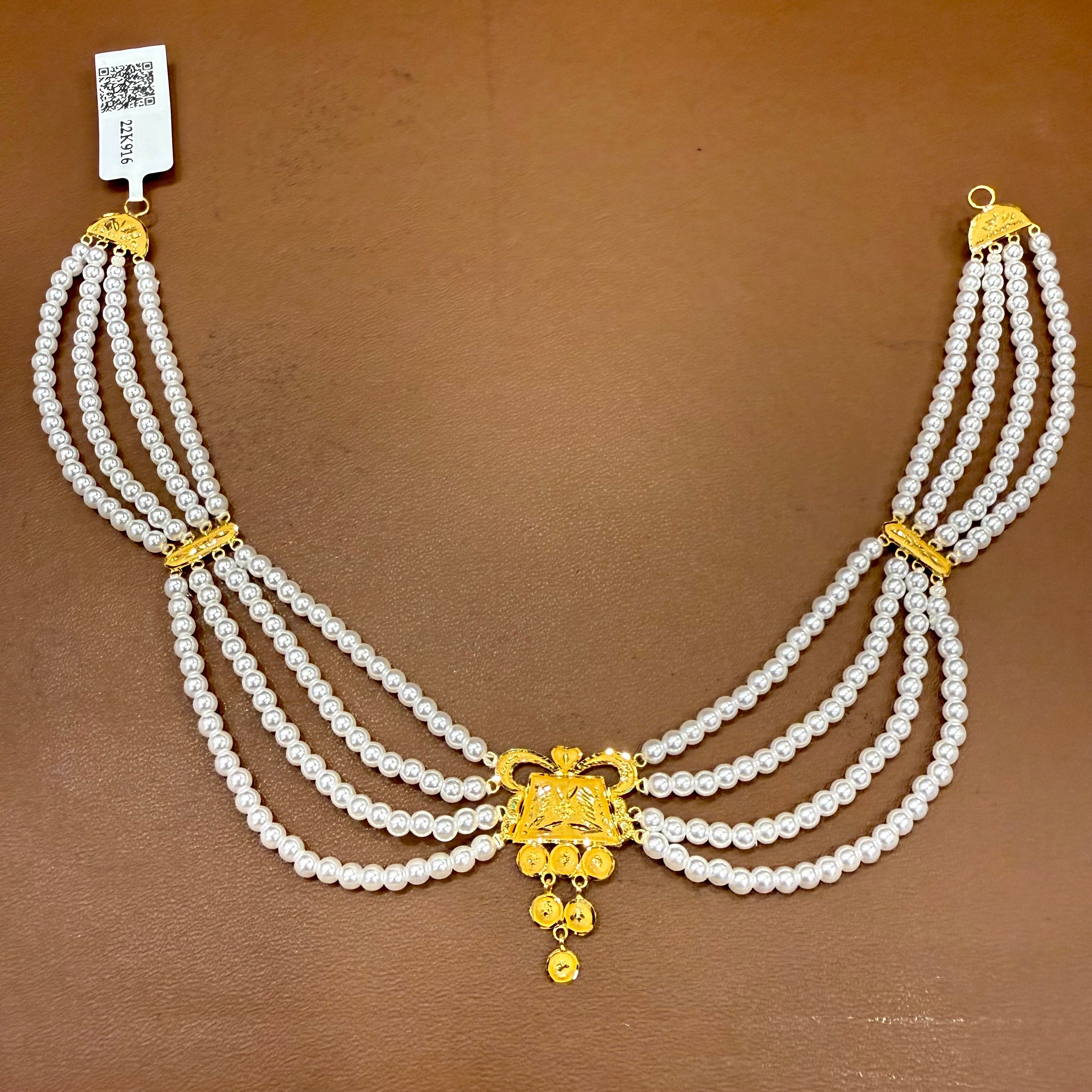 (GMJ)- WGT: 1.850 GM APPROX BIS CERTIFIED HUID HALLMARK 916 22KT GOLD MOTI NECKLACE 1 PIECE WITH ADJUSTABLE TASSEL.