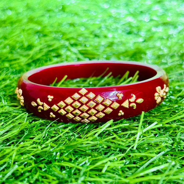 RAJLAXMI (MTO) MORPHY DESIGN RED COLOUR (50 TONCH) KDM GOLD BRACELET POLA 1 PIECE FOR MARRIED WOMEN (REGULAR USE) APPROX WGT: 0.400 GM SOLD ON MRP BY MAHALAXMI.