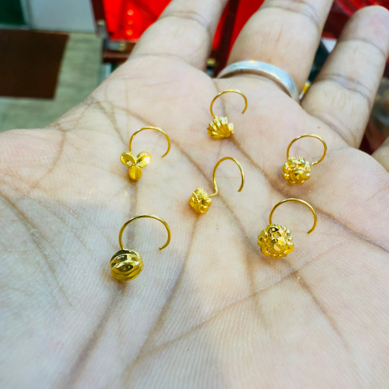 (GNP) NOSEPIN WGT: 0.100 GM APPROX. HUID HALLMARK 9KT GOLD NOSEPIN 1 PIECE FOR GIFTING YOU LOVED ONES. (GET ANY DESIGN AS PER AVAILABLITY)- SOLD ON MRP (BEST FOR GIFTING).