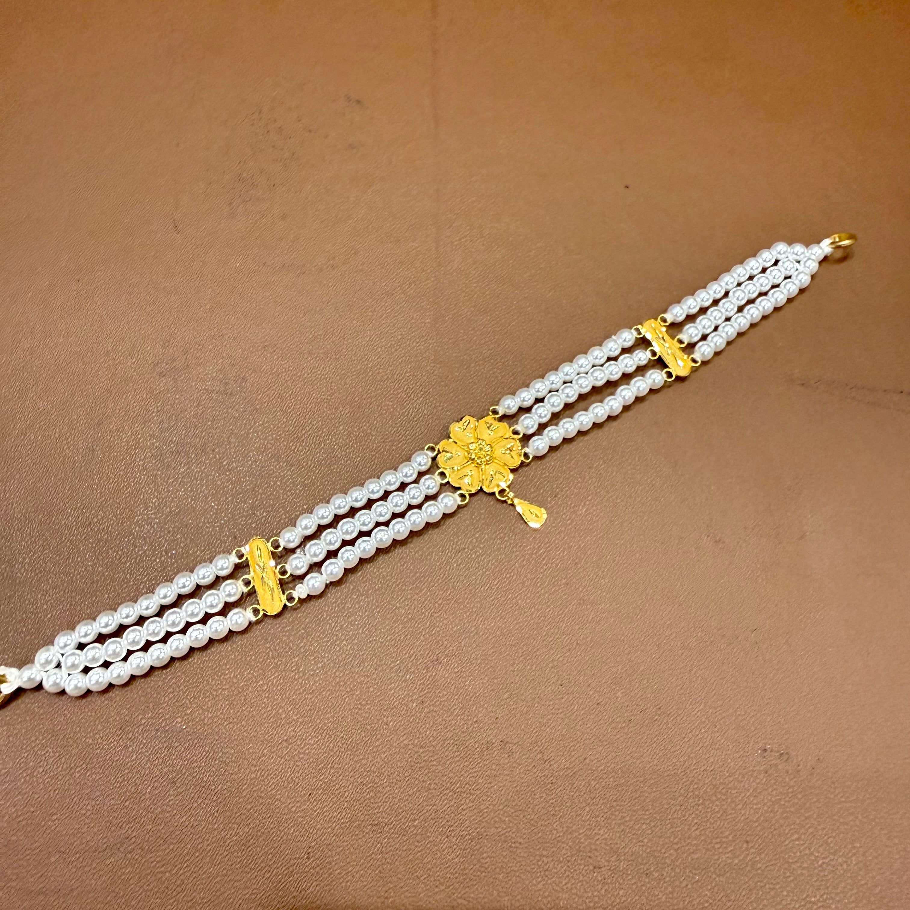 (GMJ)- WGT: 1.510 GM APPROX BIS CERTIFIED HUID HALLMARK 916 22KT GOLD MOTI CHOKER 1 PIECE WITH ADJUSTABLE TASSEL.