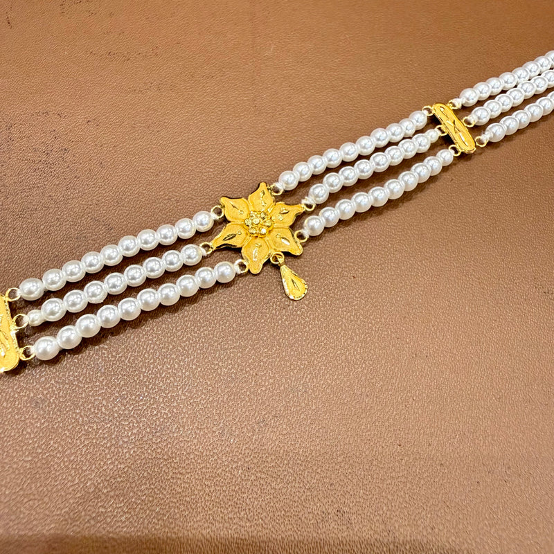 GMC22K- WGT: 1.050 GM APPROX BIS CERTIFIED HUID HALLMARK 916 22KT GOLD MOTI CHOKER 1 PIECE WITH ADJUSTABLE TASSEL.(BYCH5A)