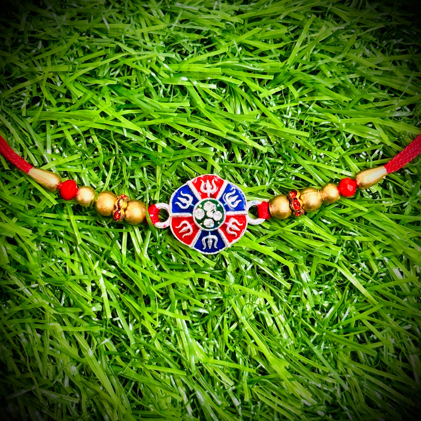 (NP) MINAKARI TRISHUL DESIGN 625 ORIGINAL SILVER RAKHI 1 PIECE (STRING CONNECT) WITH CHOCOLATE FOR YOUR LOVEABLE BROTHER (A PRICELESS BOND) BY RAJLAXMI.