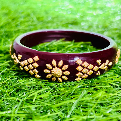 RAJLAXMI (MTO) MARIO DESIGN COFFEE COLOUR KDM GOLD BRACELET POLA 1 PIECE FOR MARRIED WOMEN (REGULAR USE) APPROX WGT: 0.400 GM SOLD ON MRP BY MAHALAXMI.