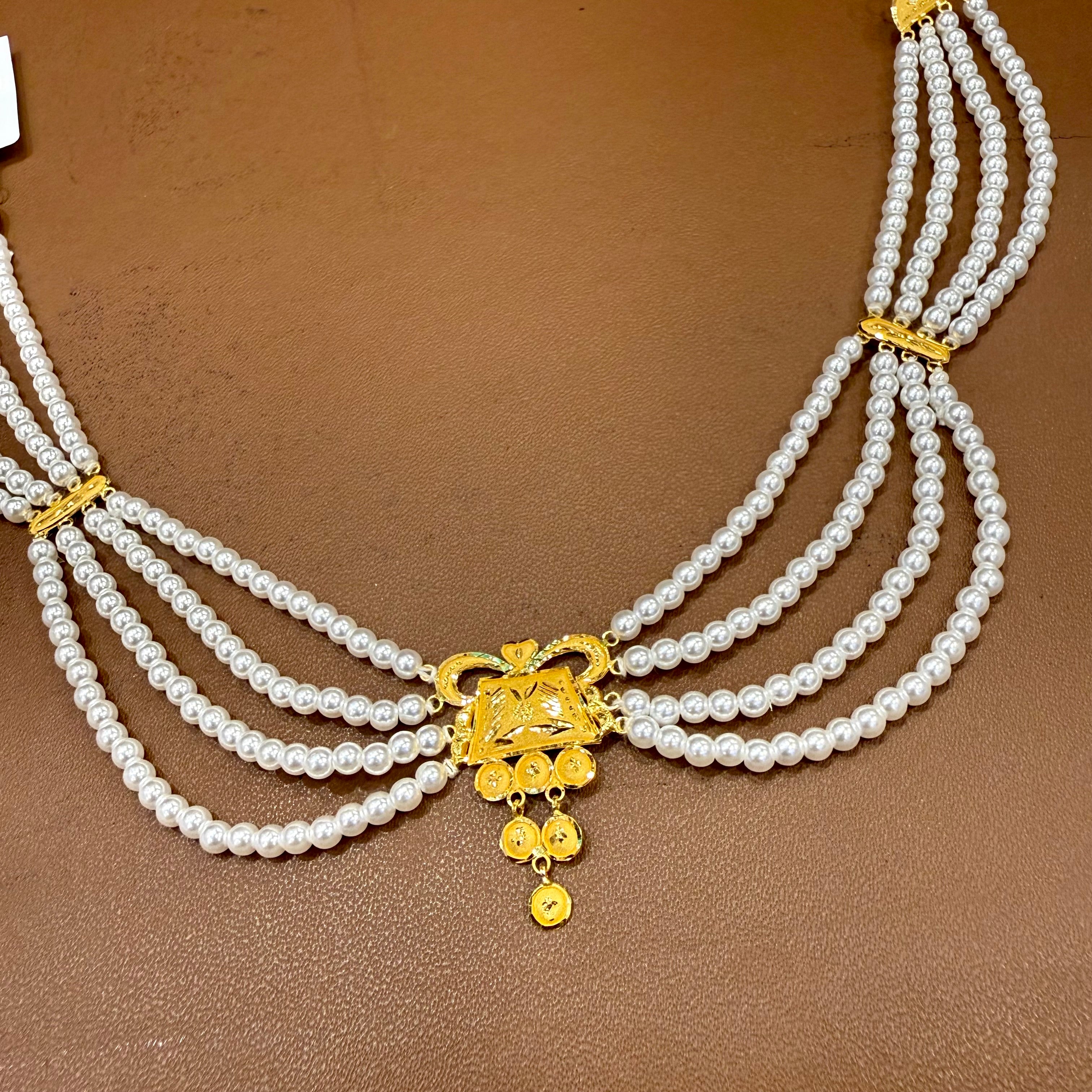 (GMJ)- WGT: 1.850 GM APPROX BIS CERTIFIED HUID HALLMARK 916 22KT GOLD MOTI NECKLACE 1 PIECE WITH ADJUSTABLE TASSEL.