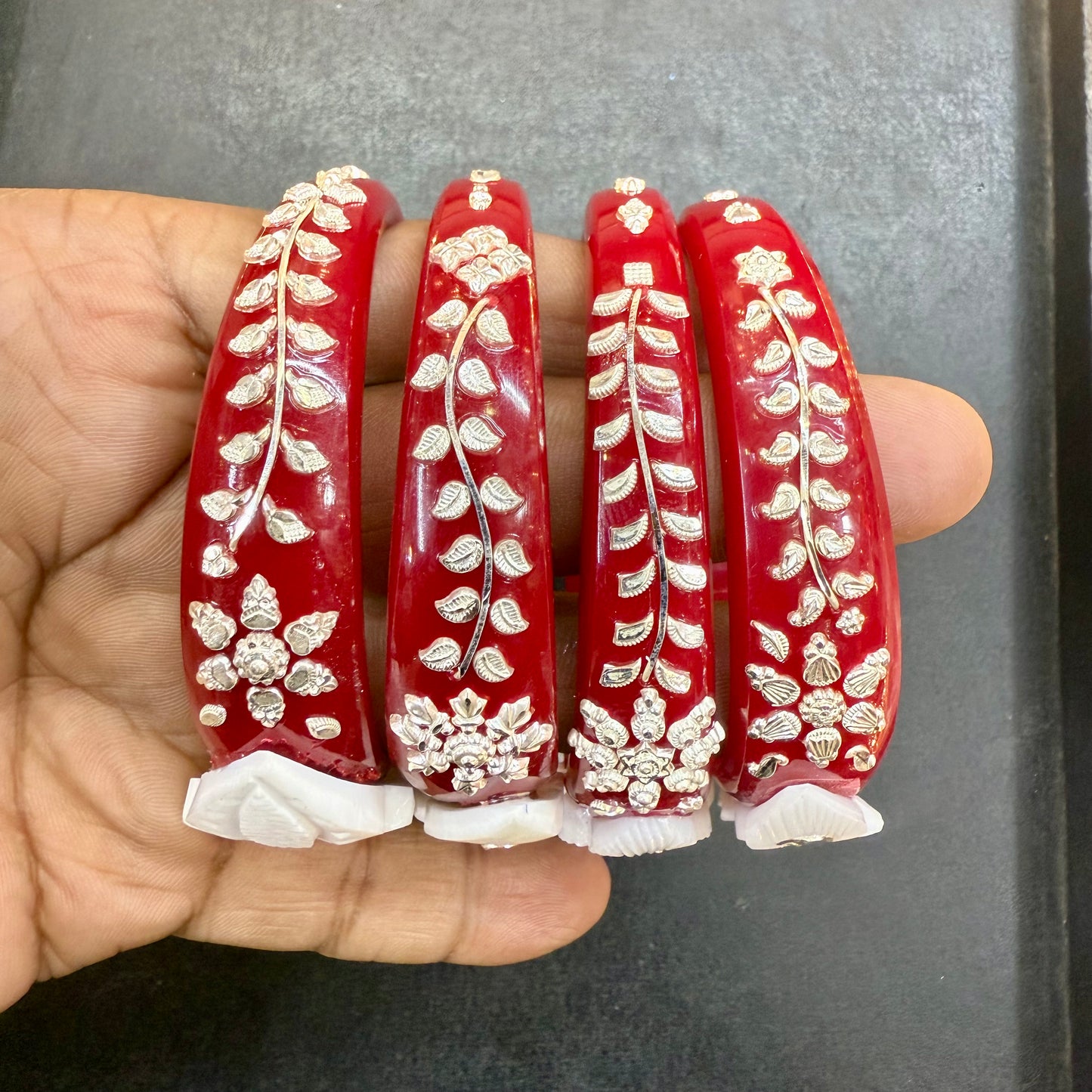 925 ORIGINAL SILVER TILOTTAMA POLA SAKHA BADHANO BANGLES(RED COLOUR)FOR WOMEN 1 PIECE -(SOLD ON MRP) GET ANY DESIGN AS PER AVAILABLITY.