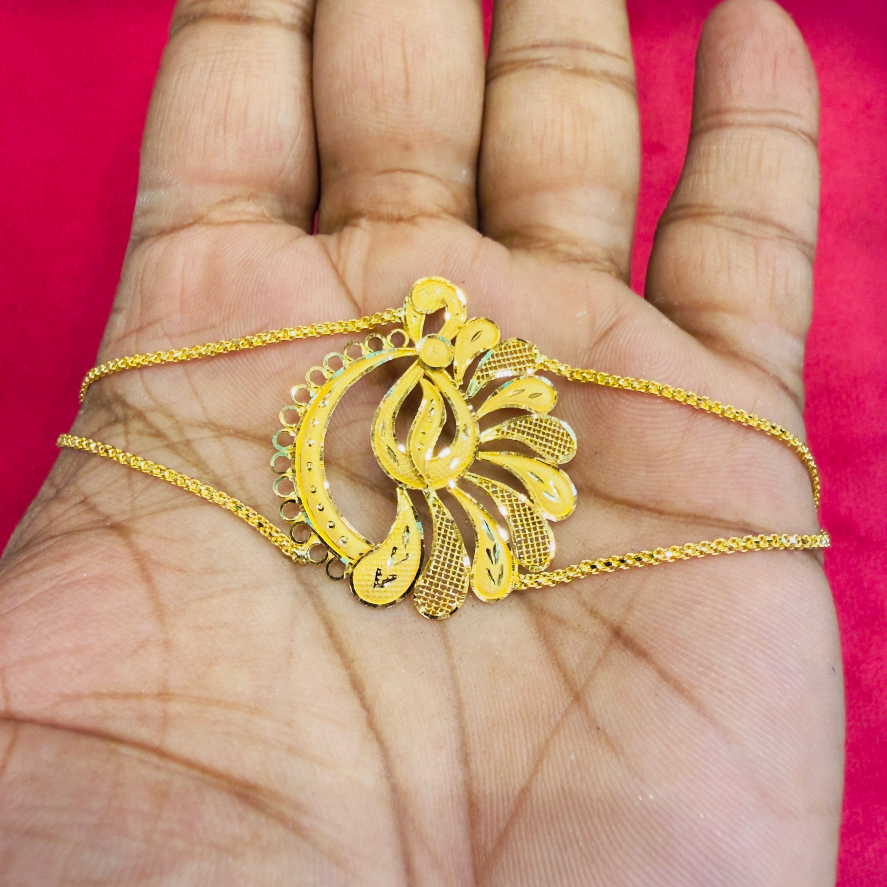 GOLD MANTASHA- RAJLAXMI WGT: 4.670 GM APPROX CERTIFIED BIS HUID HALLMARK 916 22KT GOLD MANTASHA FOR WOMEN (STANDARD ADJUSTABLE SIZE).