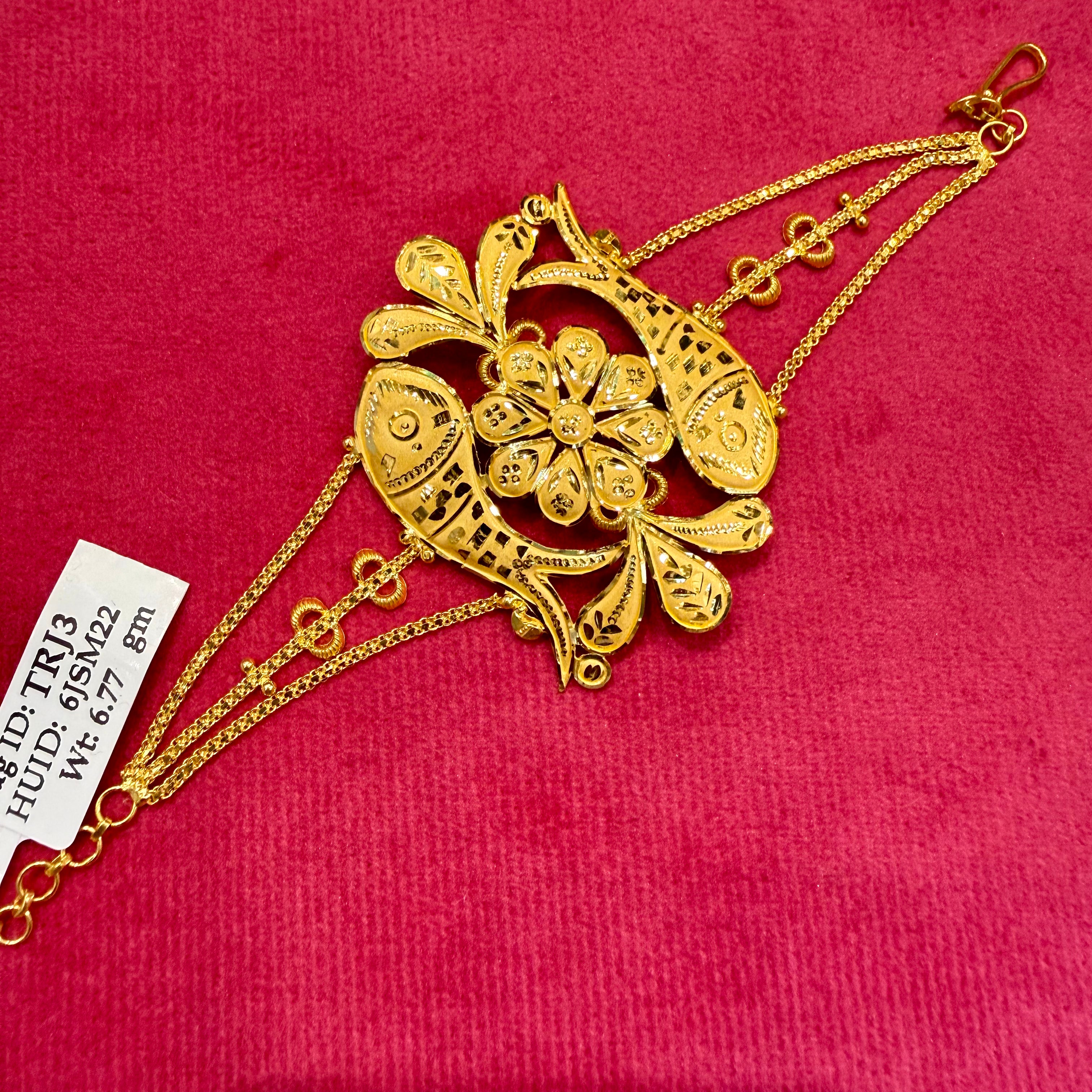 GOLD MANTASHA- RAJLAXMI WGT: 6.770 GM APPROX CERTIFIED BIS HUID HALLMARK 916 22KT GOLD MANTASHA FOR WOMEN (STANDARD ADJUSTABLE SIZE).