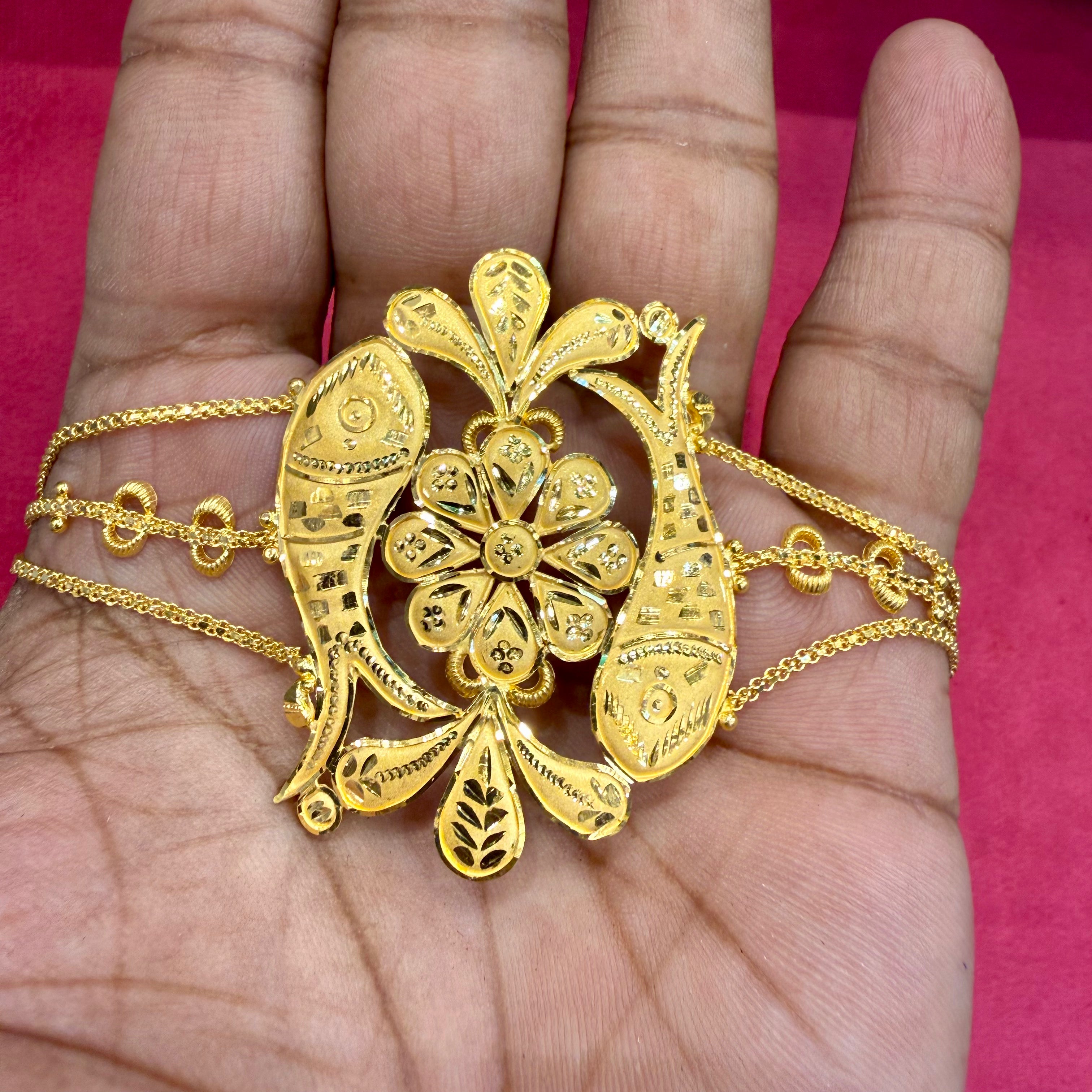 GOLD MANTASHA- RAJLAXMI WGT: 6.770 GM APPROX CERTIFIED BIS HUID HALLMARK 916 22KT GOLD MANTASHA FOR WOMEN (STANDARD ADJUSTABLE SIZE).