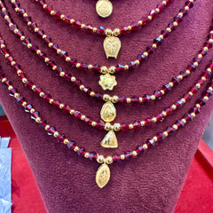 DURGA PUJO OFFER- BFG9K- BIS CERTIFIED HUID HALLMARK 375 9KT GOLD MINI LOCKET 1 PIECE (WGT: 0.100 GM APPROX) FOR WOMEN WITH ADJUSTABLE CRYSTAL TASSEL (GET ANY DESIGN AS PER STOCK) (SOLD ON FIXED RATE).