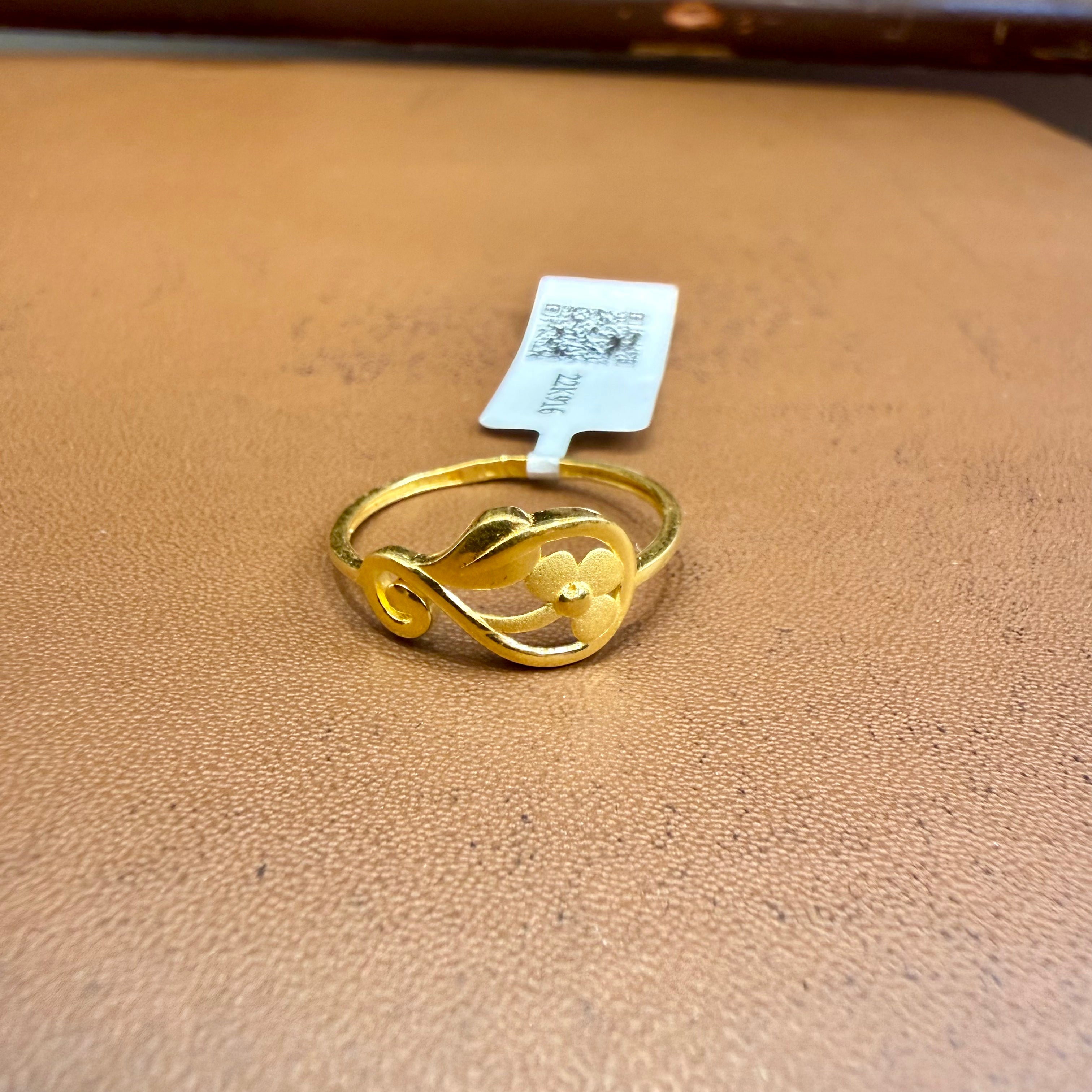 (GLFR) - (SIZE: 16) WGT: 1.410 GM APPROX BIS CERTIFIED HUID HALLMARK 916 22KT GOLD LADIES FINGER RING FOR WOMEN 1 PIECE.