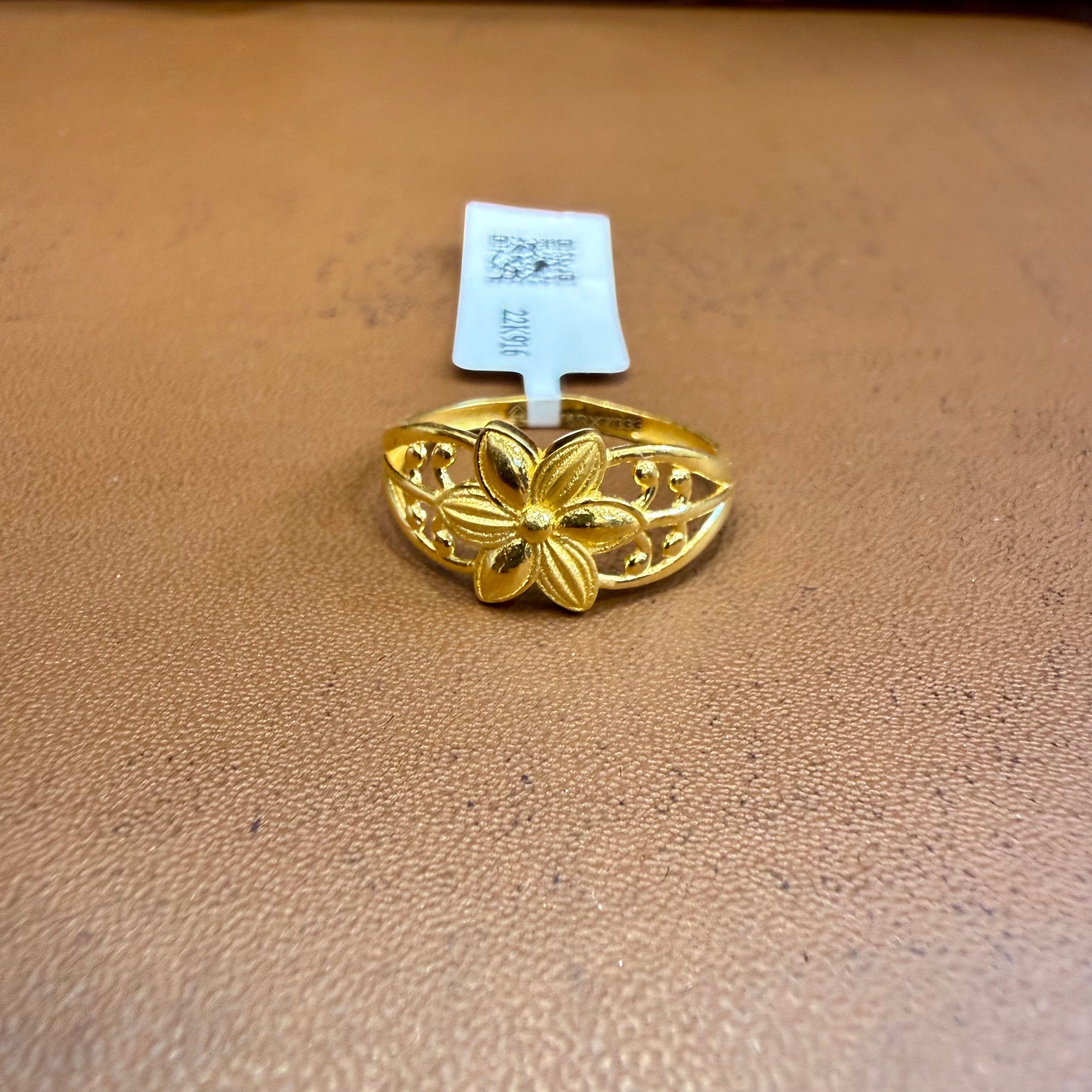 (GLFR) - (SIZE: 14) WGT: 1.750 GM APPROX BIS CERTIFIED HUID HALLMARK 916 22KT GOLD LADIES FINGER RING FOR WOMEN 1 PIECE.