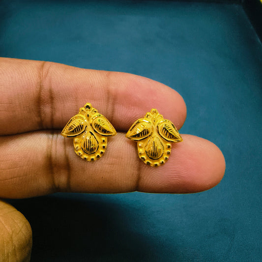 KDM GOLD EAR TOPS FOR GIFT PURPOSE IN MARRIAGE AND ANNIVERSARY 1 PAIR APPROX WGT: 0.350 GM