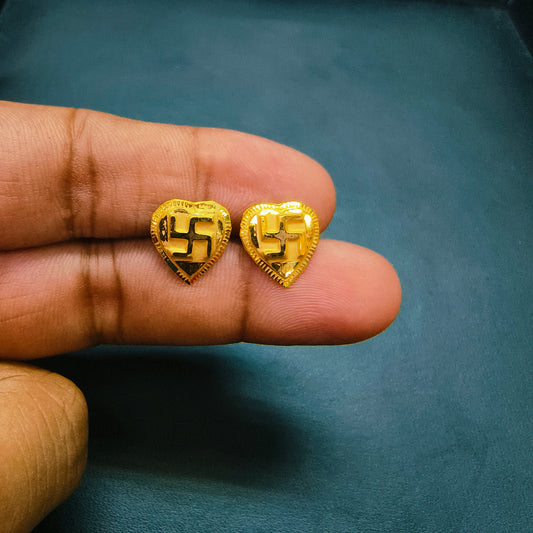 KDM GOLD EAR TOPS FOR GIFT PURPOSE IN MARRIAGE AND ANNIVERSARY 1 PAIR APPROX WGT: 0.300 GM