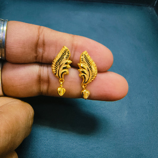 KDM GOLD EAR TOPS FOR GIFT PURPOSE IN MARRIAGE AND ANNIVERSARY 1 PAIR APPROX WGT: 0.500 GM
