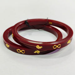 RP (SIZE: 24) WGT: 0.720 GM APPROX. (LAZER PASTING) HUID HALLMARK 22KT GOLD POLA BANGLES 1 PAIR FOR GIFTING SOULMATE BY RAJLAXMI.