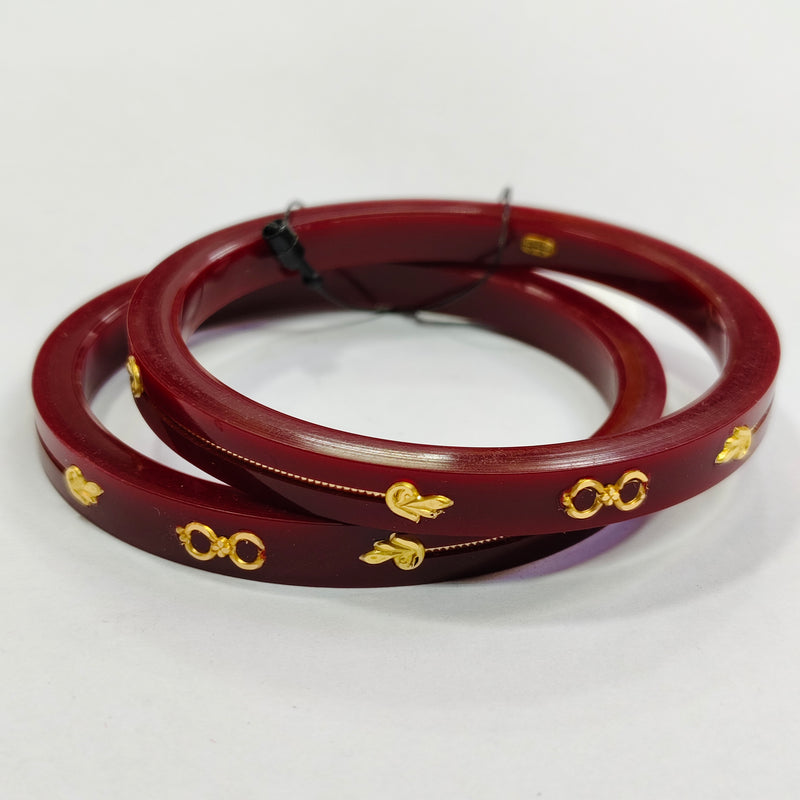 RP (SIZE: 24) WGT: 0.720 GM APPROX. (LAZER PASTING) HUID HALLMARK 22KT GOLD POLA BANGLES 1 PAIR FOR GIFTING SOULMATE BY RAJLAXMI.