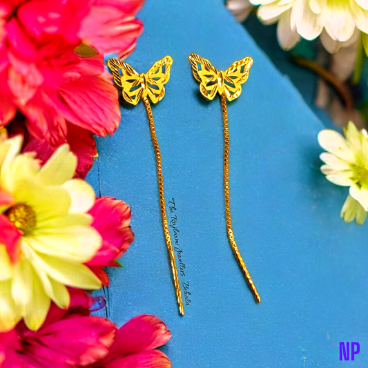 TRJ (RP) BUTTERFLY DESIGN HUID HALLMARK 22KT GOLD SUIDHAGA 1 PAIR APPROX WGT 1.00 - 1.050 GM BY RAJLAXMI.