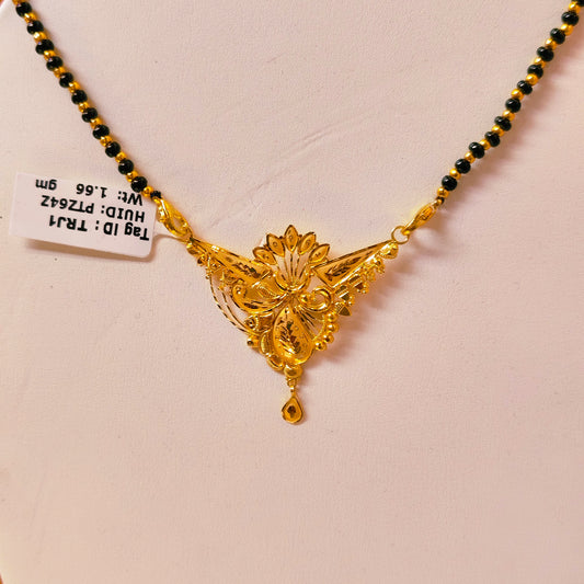 TRJ WGT: 1.660 GM APPROX 22KT HUID HALLMARK GOLD PENDANT MANGALSUTRA 1 PIECE WITH TASSEL..