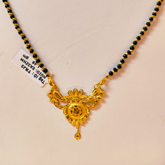 TRJ WGT: 1.490 GM APPROX 22KT HUID HALLMARK GOLD PENDANT MANGALSUTRA 1 PIECE WITH TASSEL.