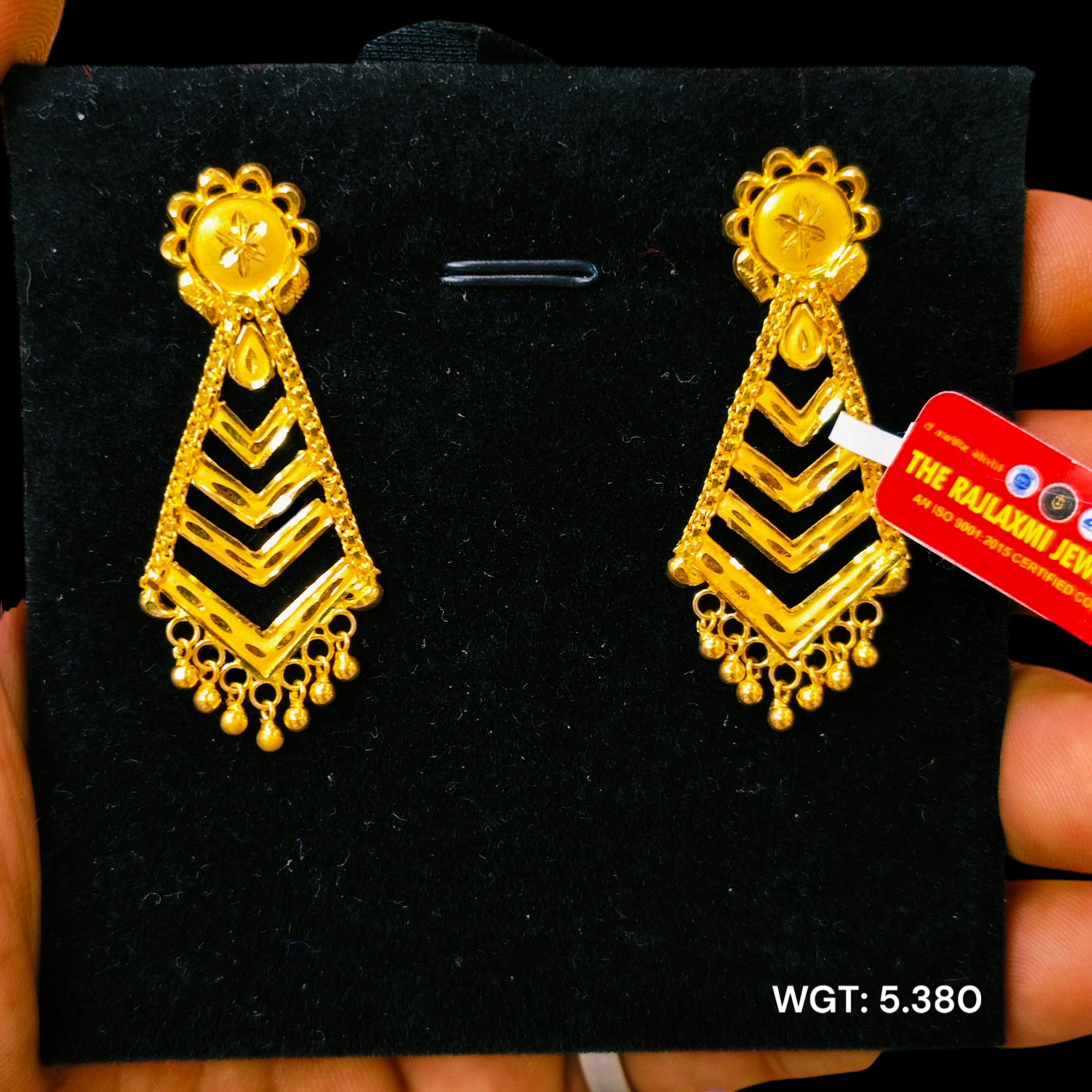 (GER22) TRJ WGT: 5.380 GM APPROX 22KT HUID HALLMARK GOLD EARRINGS 1 PAIR.
