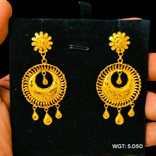 TRJ WGT: 5.050 GM APPROX 22KT HUID HALLMARK GOLD EARRINGS 1 PAIR.