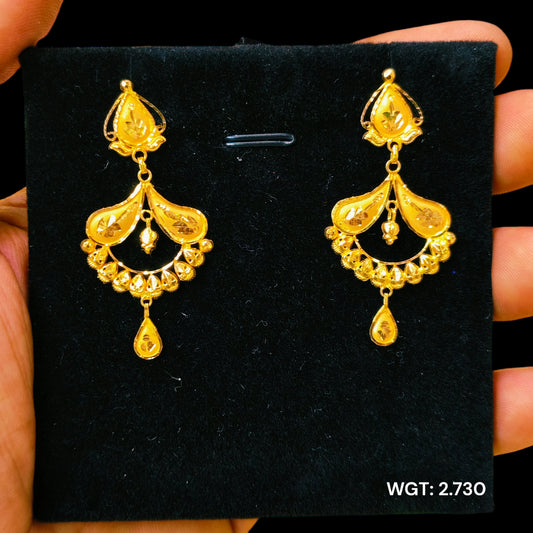 TRJ WGT: 2.730 GM APPROX 22KT HUID HALLMARK GOLD EARRINGS 1 PAIR.