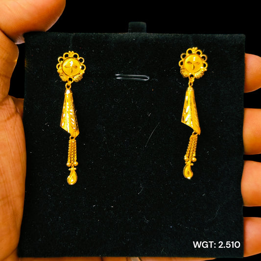 TRJ WGT: 2.510 GM APPROX 22KT HUID HALLMARK GOLD EARRINGS 1 PAIR.