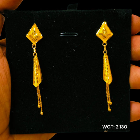 TRJ WGT: 2.130 GM APPROX 22KT HUID HALLMARK GOLD EARRINGS 1 PAIR.