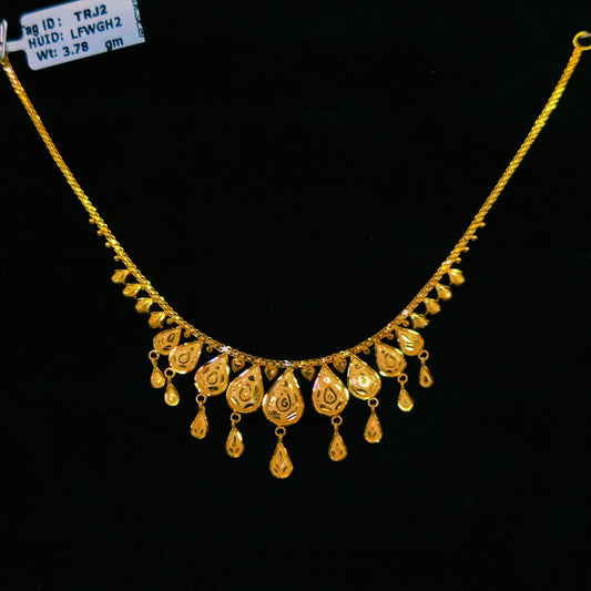 TRJ WGT: 3.780 GM APPROX 22KT HUID HALLMARK GOLD NECKLACE 1 PIECE WITH ADJUSTABLE TASSEL.