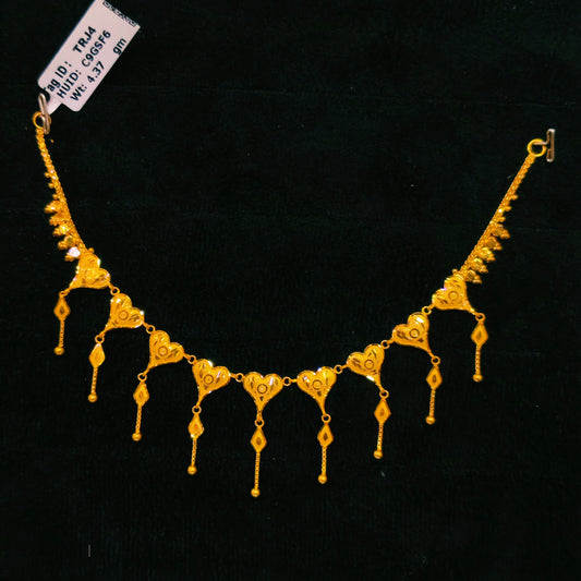 TRJ WGT: 4.370 GM APPROX 22KT HUID HALLMARK GOLD NECKLACE 1 PIECE WITH ADJUSTABLE TASSEL.