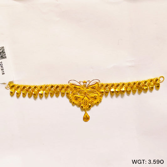 TRJ WGT: 3.590 GM APPROX 22KT HUID HALLMARK GOLD NECKLACE CHOKER 1 PIECE WITH ADJUSTABLE TASSEL.