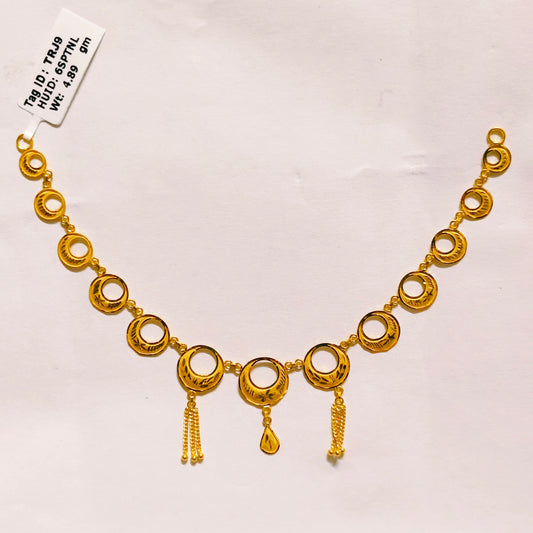 TRJ WGT: 4.890 GM APPROX 22KT HUID HALLMARK GOLD NECKLACE 1 PIECE WITH ADJUSTABLE TASSEL.