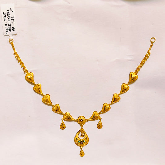 TRJ WGT: 3.620 GM APPROX 22KT HUID HALLMARK GOLD NECKLACE 1 PIECE WITH ADJUSTABLE TASSEL.