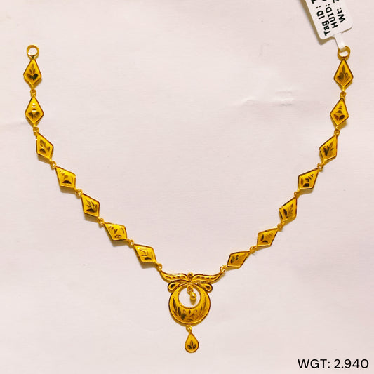 TRJ WGT: 2.940 GM APPROX 22KT HUID HALLMARK GOLD NECKLACE 1 PIECE WITH ADJUSTABLE TASSEL.