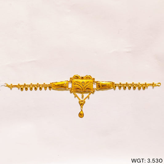 TRJ WGT: 3.530 GM APPROX 22KT HUID HALLMARK GOLD NECKLACE CHOKER 1 PIECE WITH ADJUSTABLE TASSEL.