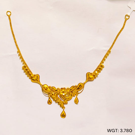 TRJ WGT: 3.780 GM APPROX 22KT HUID HALLMARK GOLD NECKLACE 1 PIECE WITH ADJUSTABLE TASSEL.