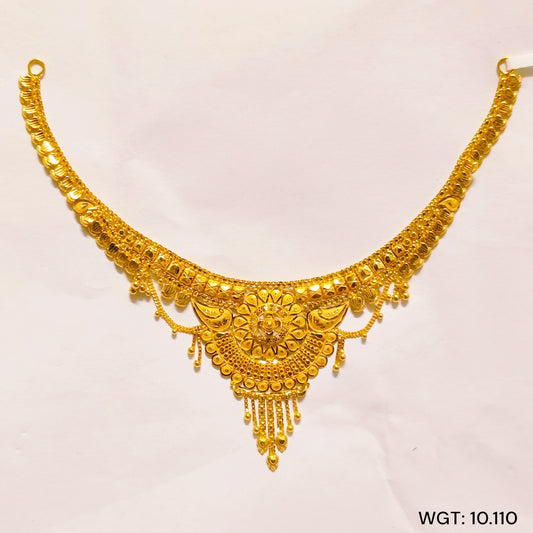 TRJ WGT: 10.110 GM APPROX 22KT HUID HALLMARK GOLD NECKLACE 1 PIECE WITH ADJUSTABLE TASSEL.