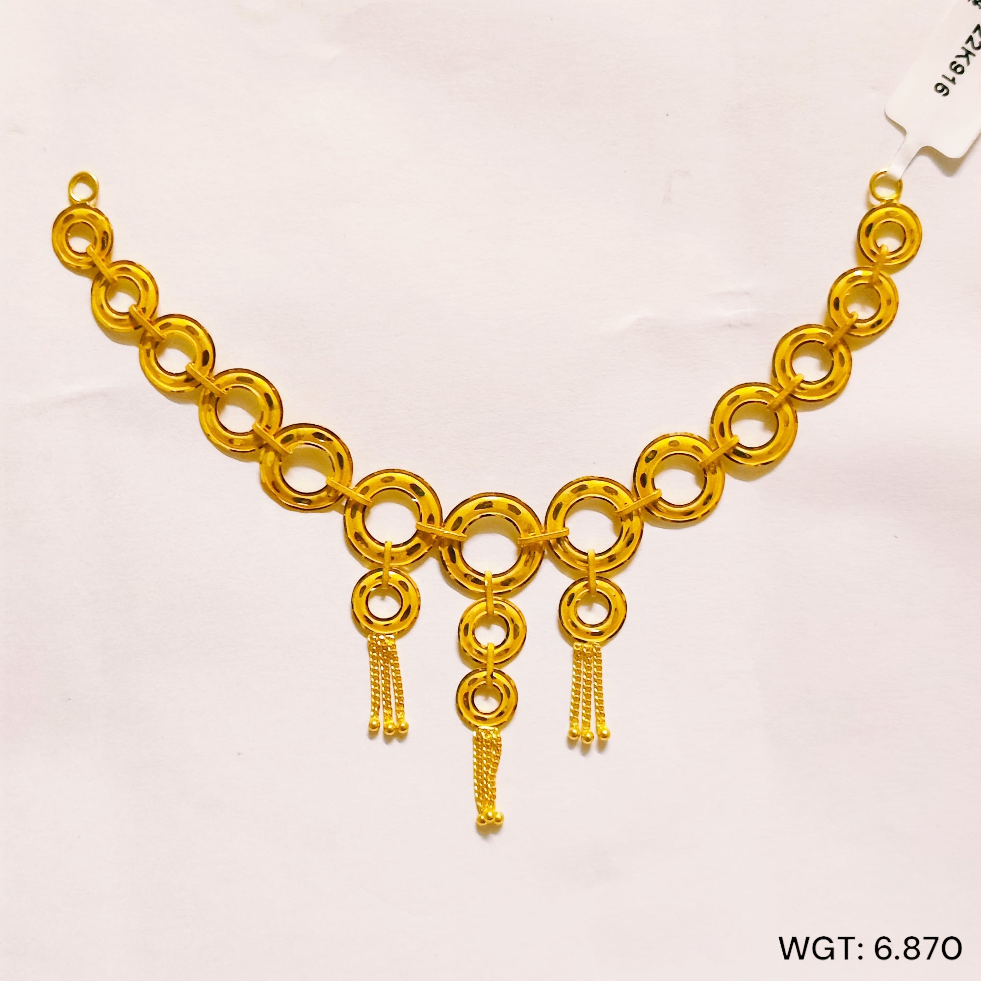 (GCN22) TRJ WGT: 6.870 GM APPROX 22KT HUID HALLMARK GOLD NECKLACE 1 PIECE WITH ADJUSTABLE TASSEL.