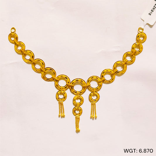 TRJ WGT: 6.870 GM APPROX 22KT HUID HALLMARK GOLD NECKLACE 1 PIECE WITH ADJUSTABLE TASSEL.