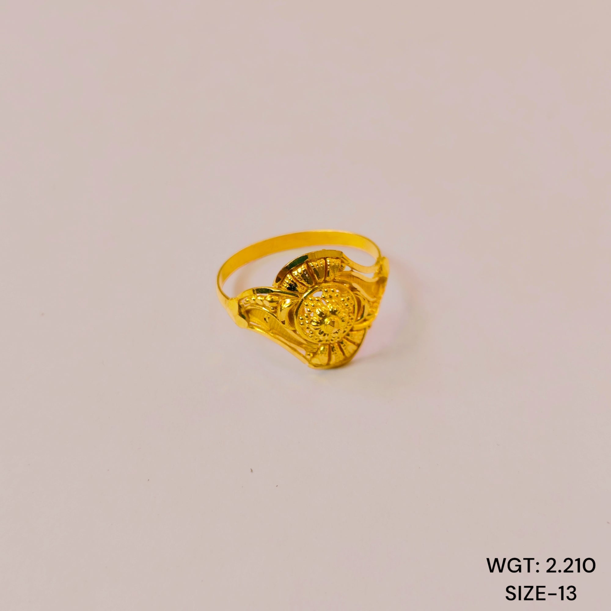 (GLFR22) TRJ (SIZE: 13) WGT: 2.210 GM APPROX 22KT HUID HALLMARK GOLD RING FOR WOMEN 1 PIECE.