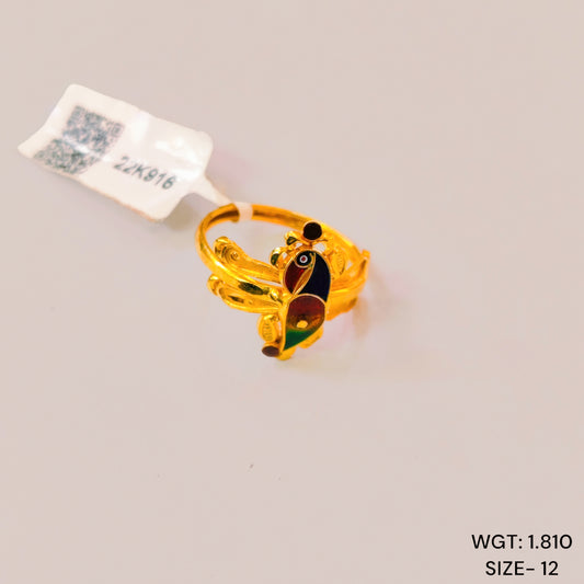 TRJ (SIZE: 12) WGT: 1.810 GM APPROX 22KT HUID HALLMARK GOLD RING FOR WOMEN 1 PIECE.