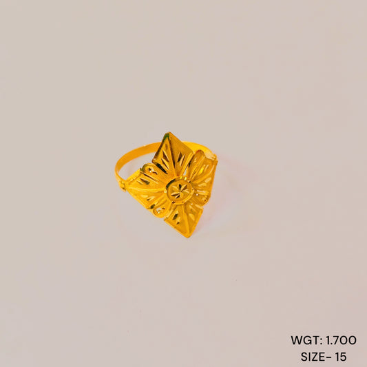 TRJ (SIZE: 15) WGT: 1.700 GM APPROX 22KT HUID HALLMARK GOLD RING FOR WOMEN 1 PIECE.