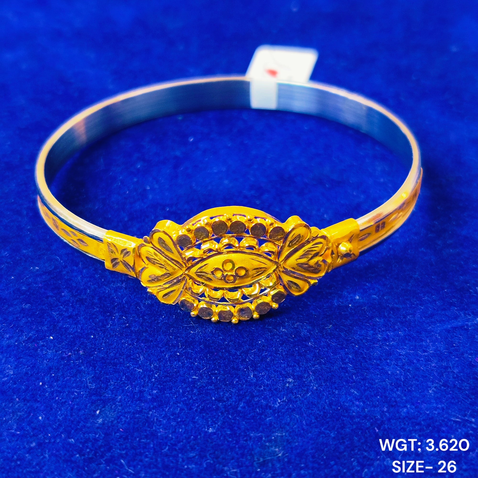 (GSN22) TRJ (SIZE: 26) WGT: 3.620 GM APPROX 22KT HUID HALLMARK GOLD NOA BANGLES 1 PIECE.