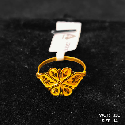 TRJ (SIZE: 14) WGT: 1.130 GM APPROX 22KT HUID HALLMARK GOLD RING FOR WOMEN 1 PIECE.