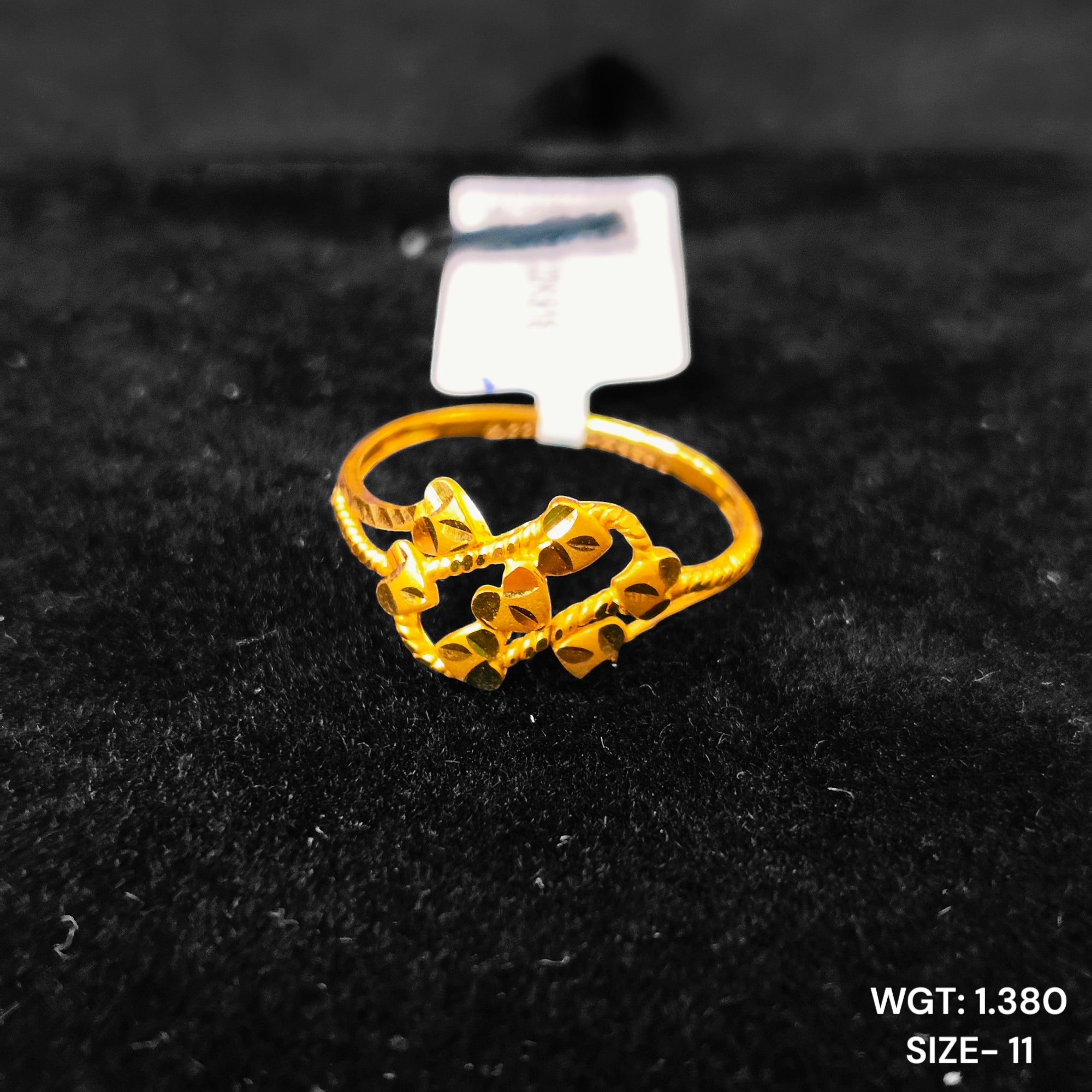 (GLFR22) TRJ (SIZE: 11) WGT: 1.380 GM APPROX 22KT HUID HALLMARK GOLD RING FOR WOMEN 1 PIECE.