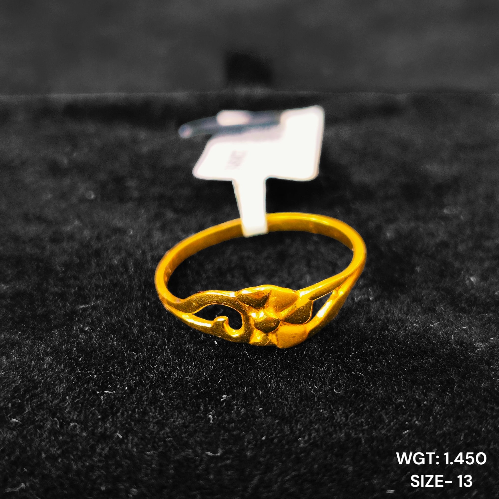 (GLFR22) TRJ (SIZE: 13) WGT: 1.450 GM APPROX 22KT HUID HALLMARK GOLD RING FOR WOMEN 1 PIECE.