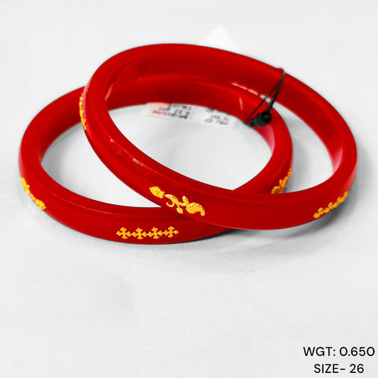 (GPP) TRJ (SIZE: 26) WGT: 0.650 GM APPROX 22KT HUID HALLMARK GOLD PASTING POLA BANGLES 1 PAIR (FULL BODY WORK).