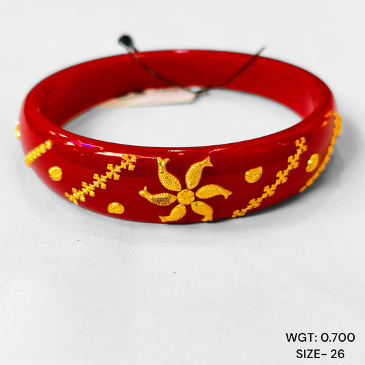 TRJ (SIZE: 26) WGT: 0.700 GM APPROX 22KT HUID HALLMARK GOLD BRACELET POLA BANGLES 1 PIECE (HALF BODY WORK).